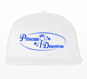 Princess Detectives Hat White With Blue Logo- Adjustable Strap In Back