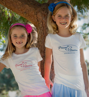 Princess Detectives Fitted Shirt- White with Blue Logo